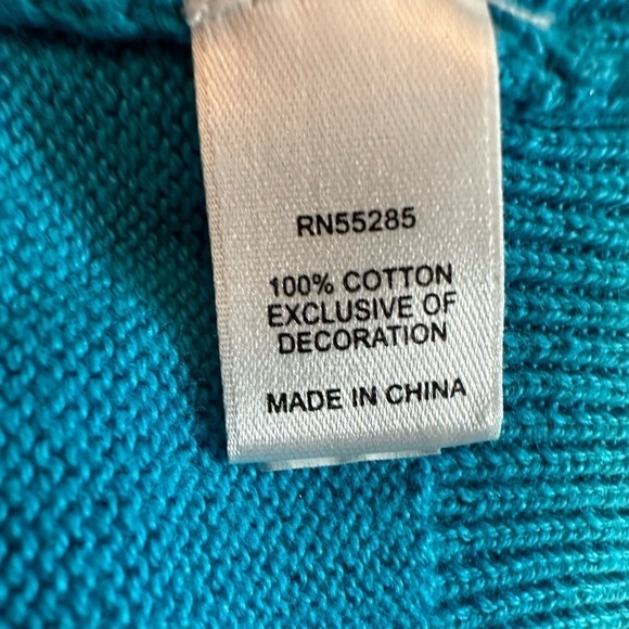 Express 100% Cotton Light Blue Knit Long Sleeve V Neck Pullover Sweater Size XL - Picture 8 of 9